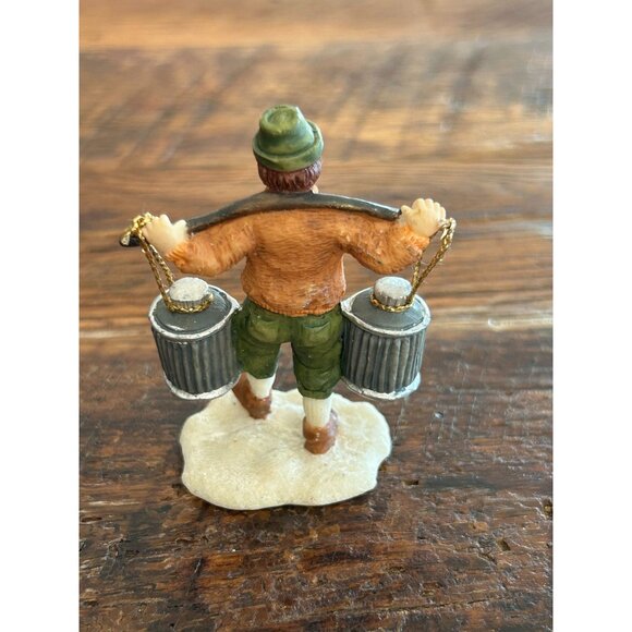 OWell Christmas Village Farmer Figurine Carrying Milk Jugs Pitchers Retired Coll - Picture 4 of 6